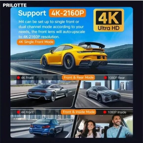 G308 4K Front and Rear Dash Camera with Infrared Night Vision and 32GB SD Card - Picture 3 of 7